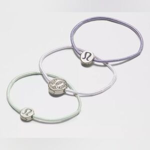 Lululemon Athletica Logo Hair Ties - Green, Gray, Purple, New